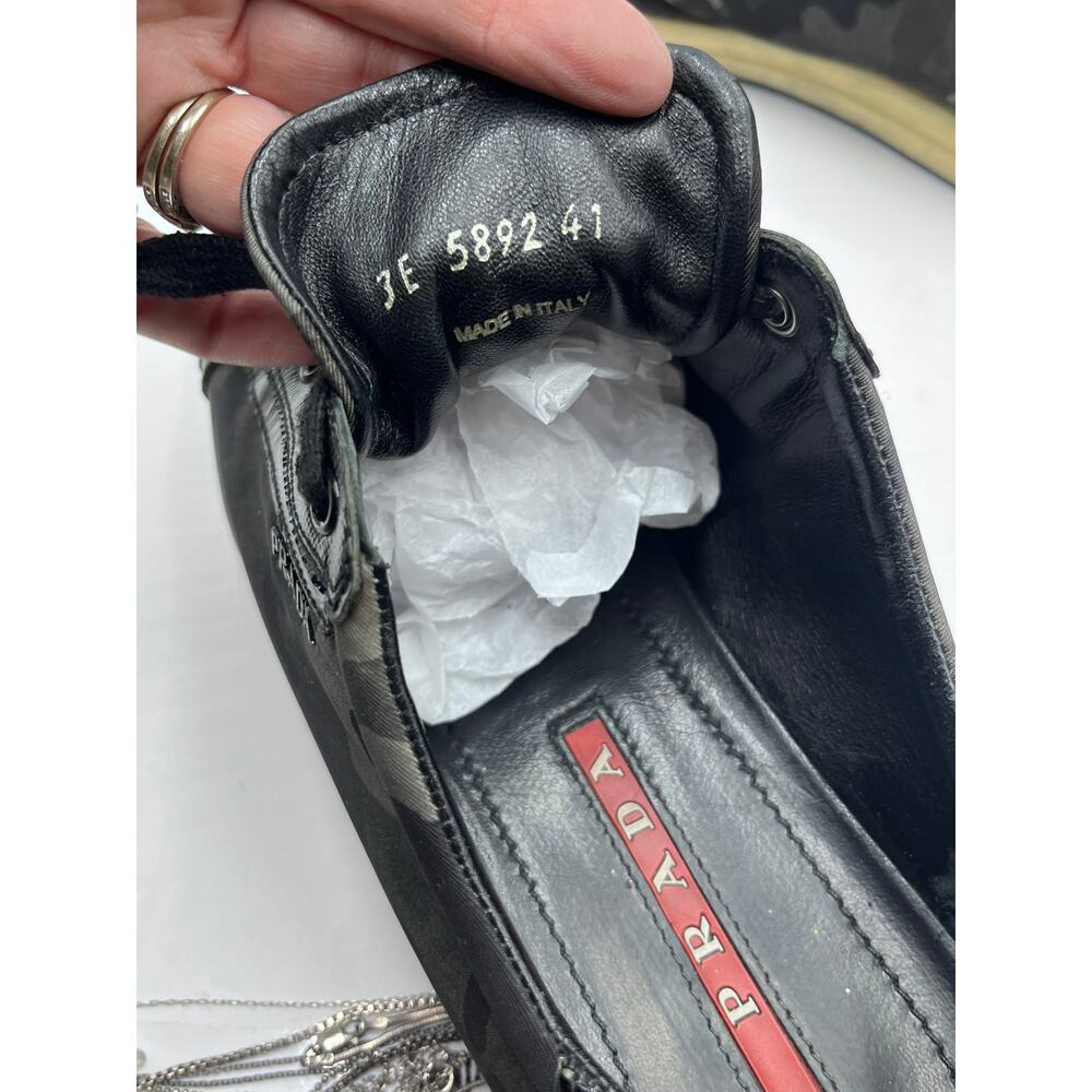 Prada Mens Green Black Gray Leather Accent Camo Trainers Sneakers Sz 41/M8/W9.5 - Picture 6 of 12